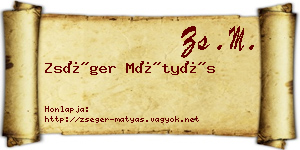 Zséger Mátyás névjegykártya